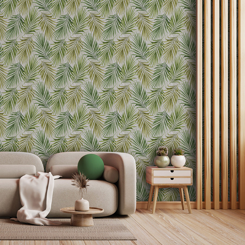 Coastal Palms – Tropical Palm Wallpaper in Soft Neutrals