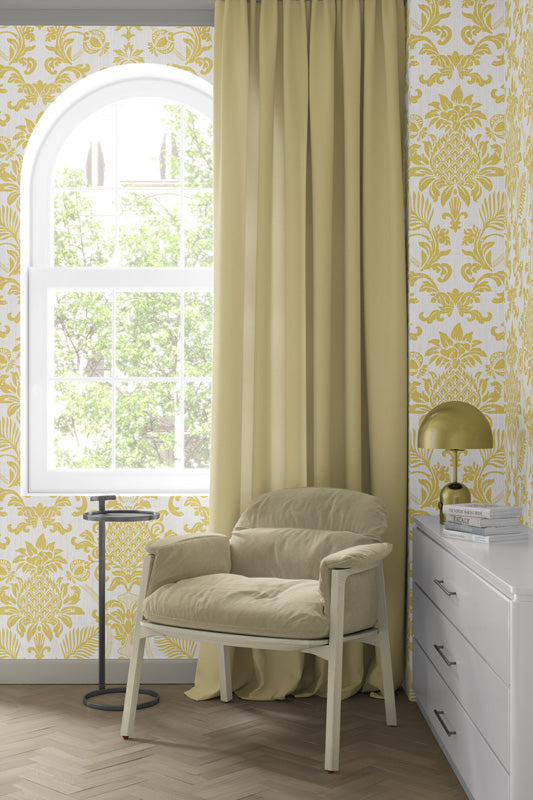 Pineapple Damask Wallpaper