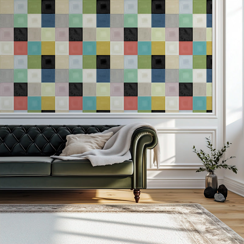 Colour Block Grid Wallpaper