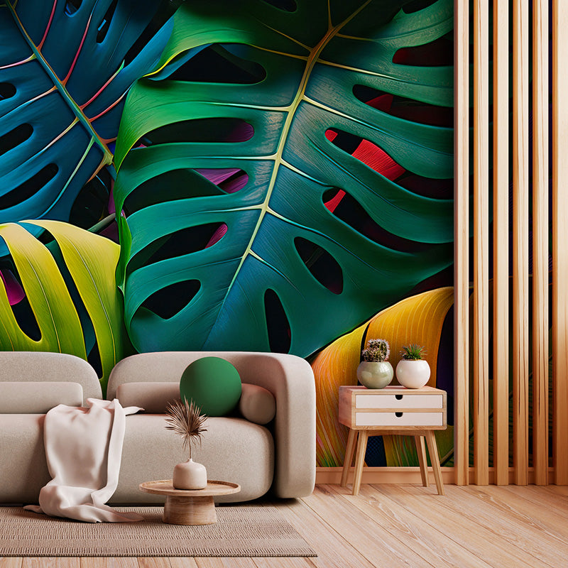Chromatic Monstera – Tropical Botanical Wallpaper in Vibrant Tones