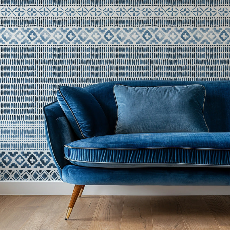 Ikat Border Stripe Wallpaper