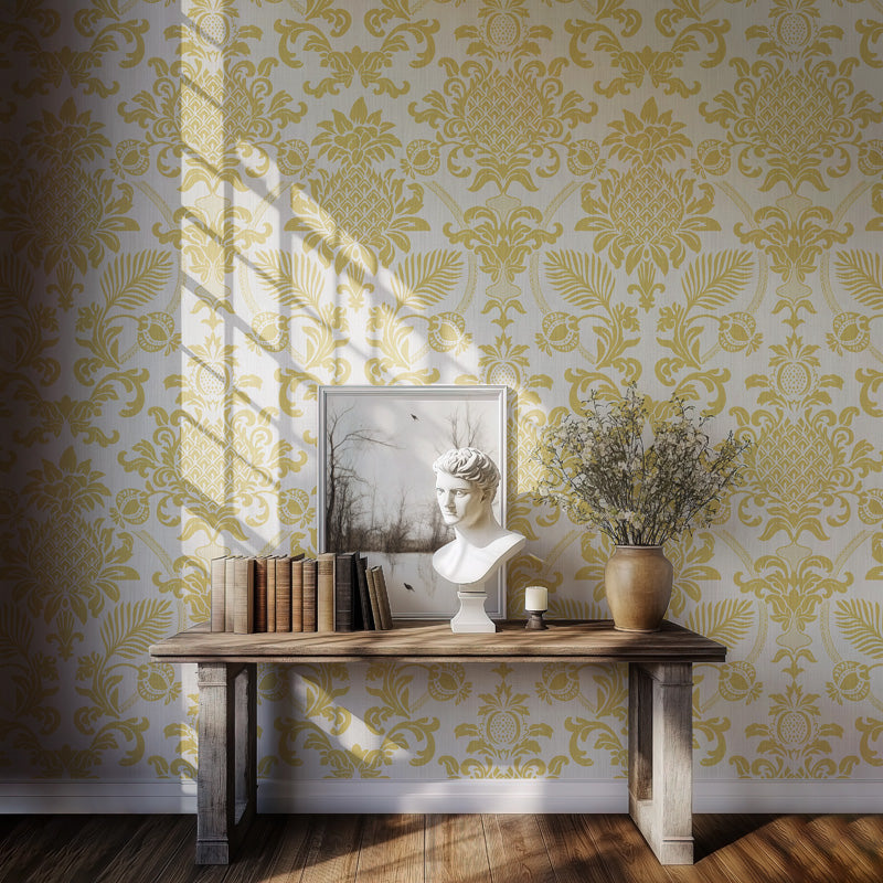 Pineapple Damask Wallpaper