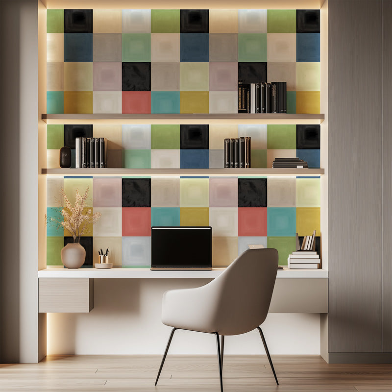 Colour Block Grid Wallpaper