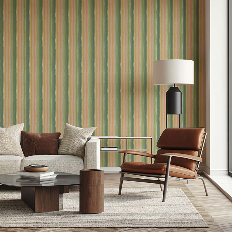 Meadow Wash Stripe – Soft Watercolour Striped Wallpaper