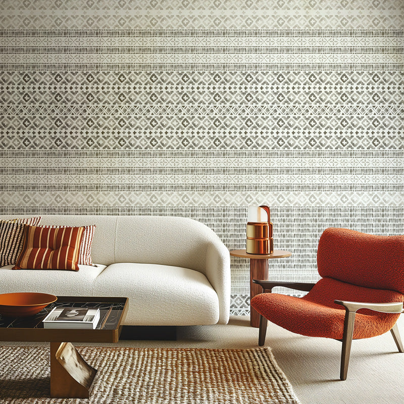Ikat Border Stripe Wallpaper