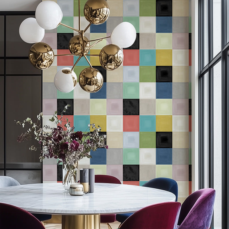 Colour Block Grid Wallpaper