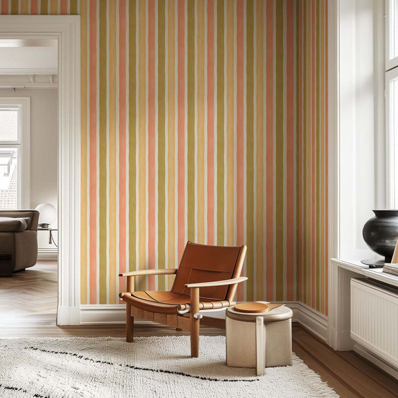Hand-Painted Artisan Stripe – Wallpaper in Multiple Colours