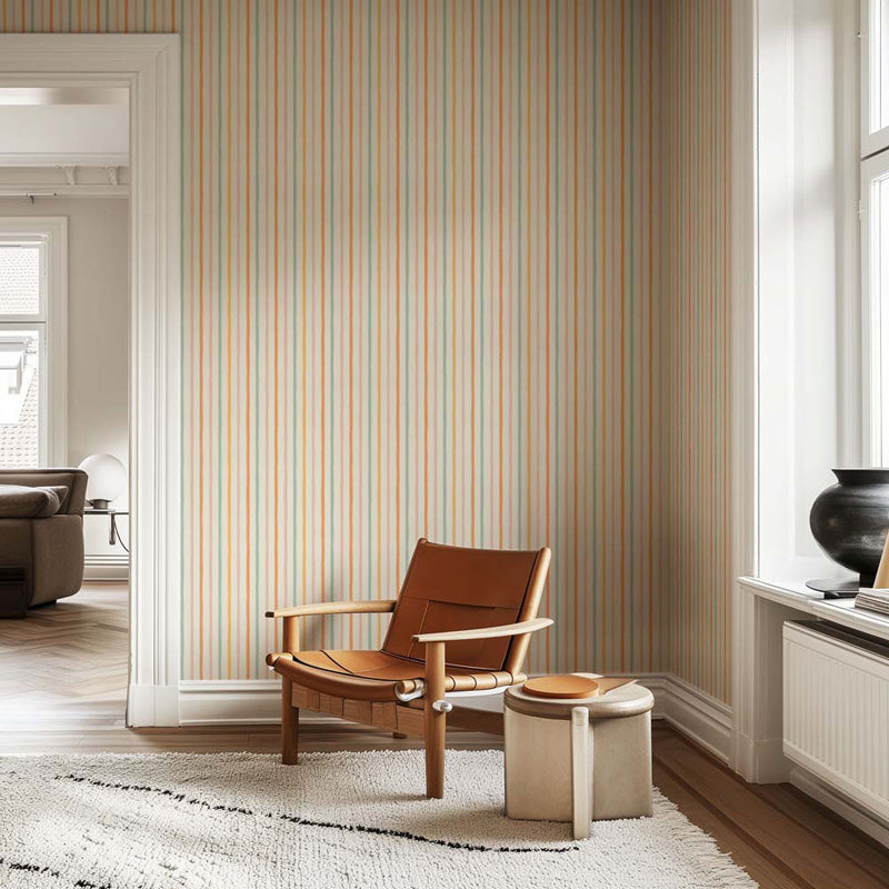 Hand-Brushed Linear Stripes – Wallpaper in Multi Colours