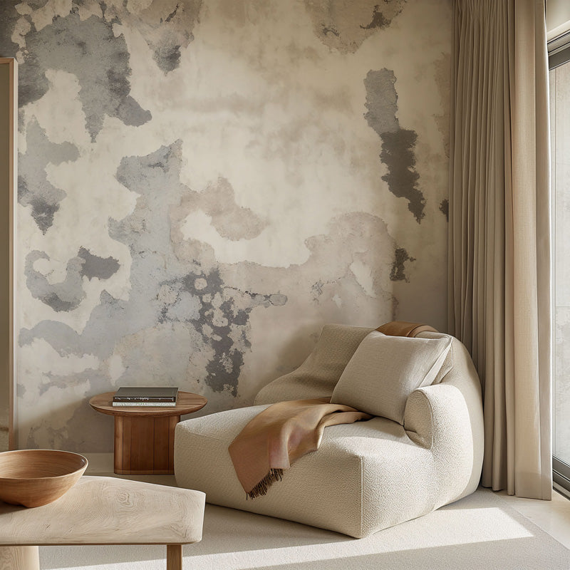 Weathered Concrete Patina – Wallpaper in Grey