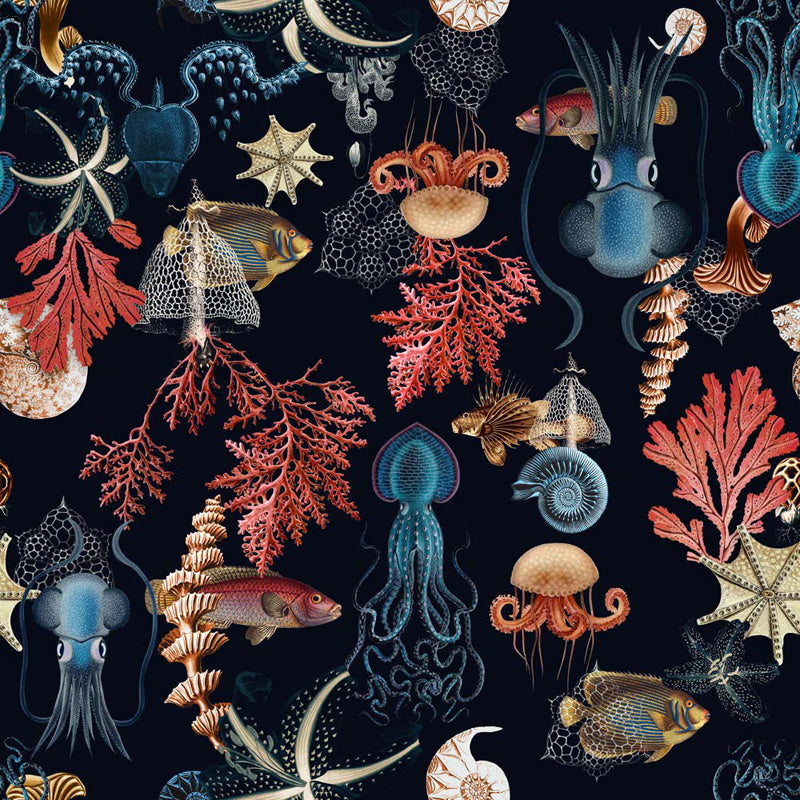 Abyssal Specimens – Ocean Life Wallpaper in Deep Tones