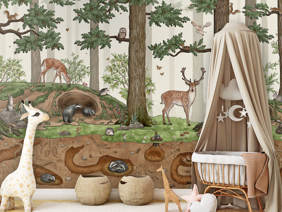 Animals in the Forest Woodland Wallpaper Mural