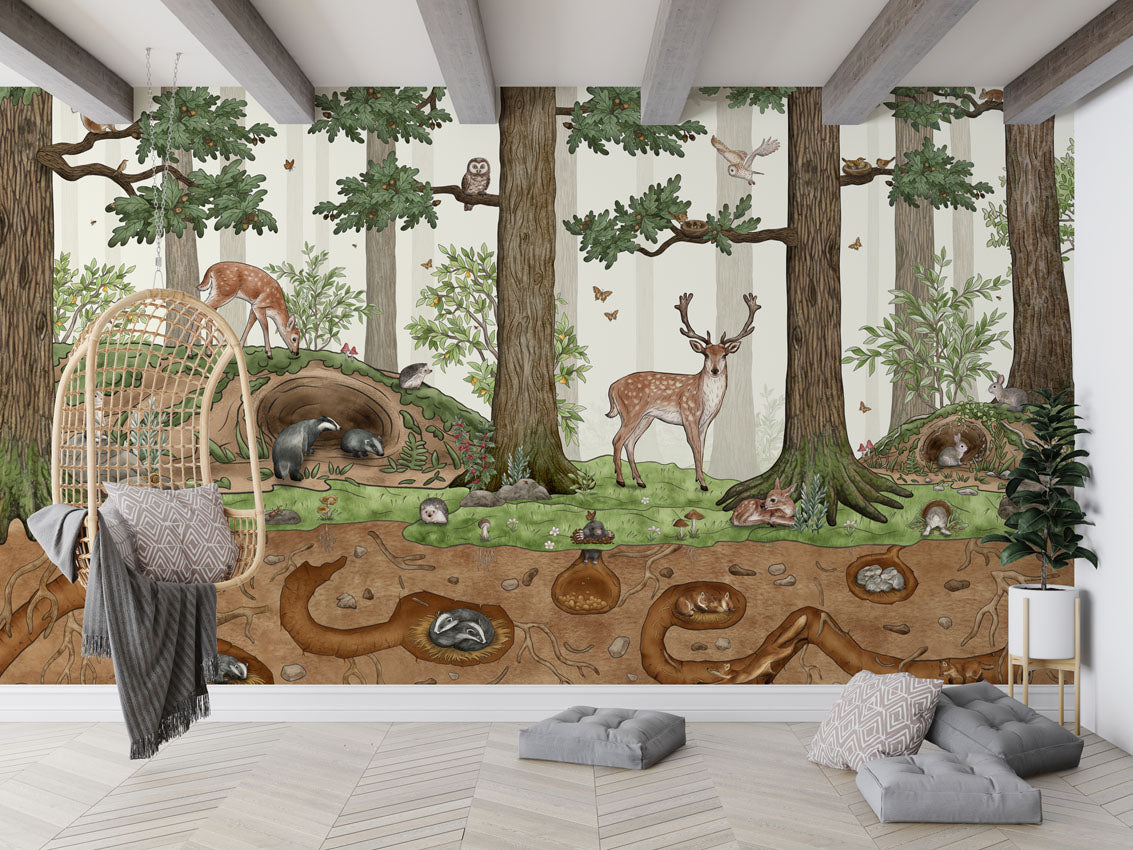 Animals in the Forest Woodland Wallpaper Mural