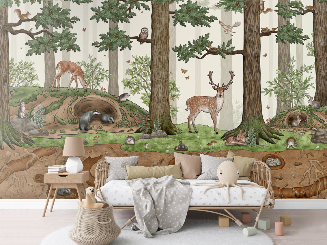 Animals in the Forest Woodland Wallpaper Mural