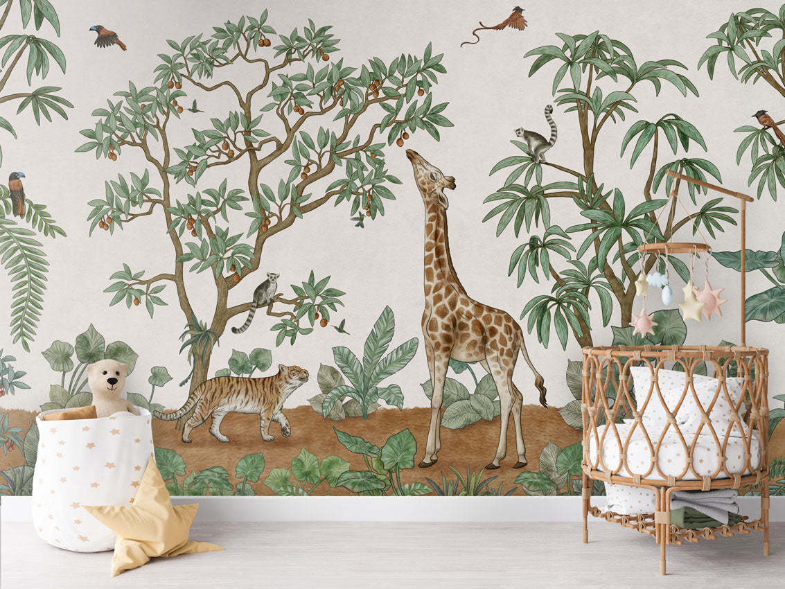 Animals in the Jungle Safari Wallpaper Mural