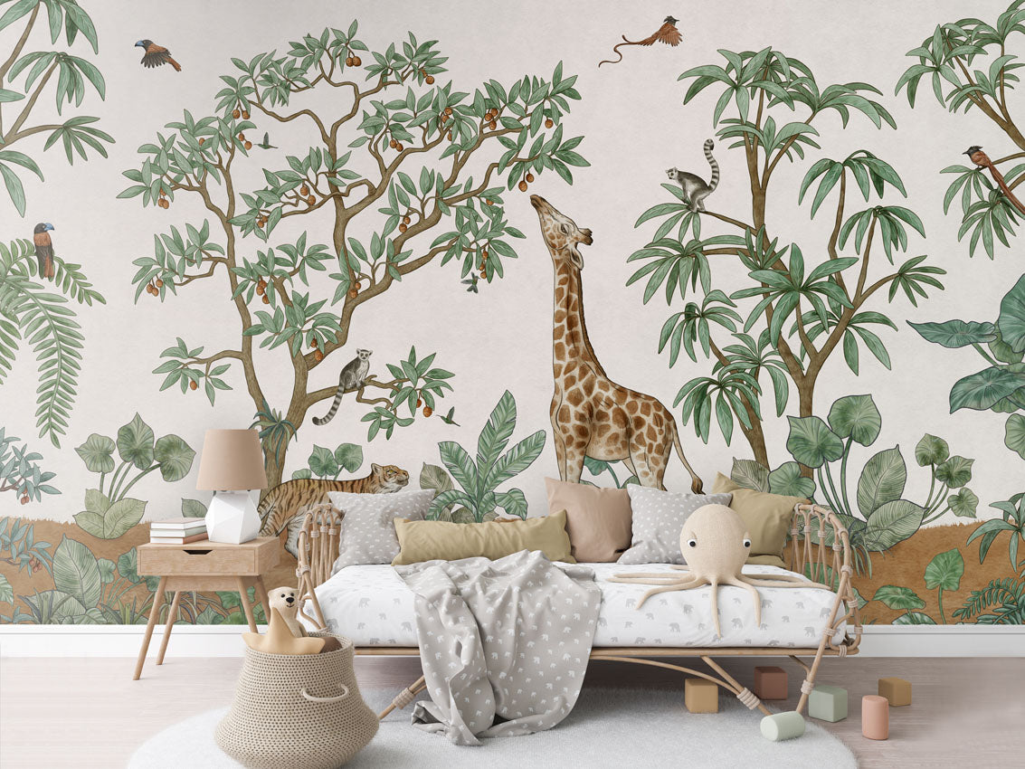 Animals in the Jungle Safari Wallpaper Mural