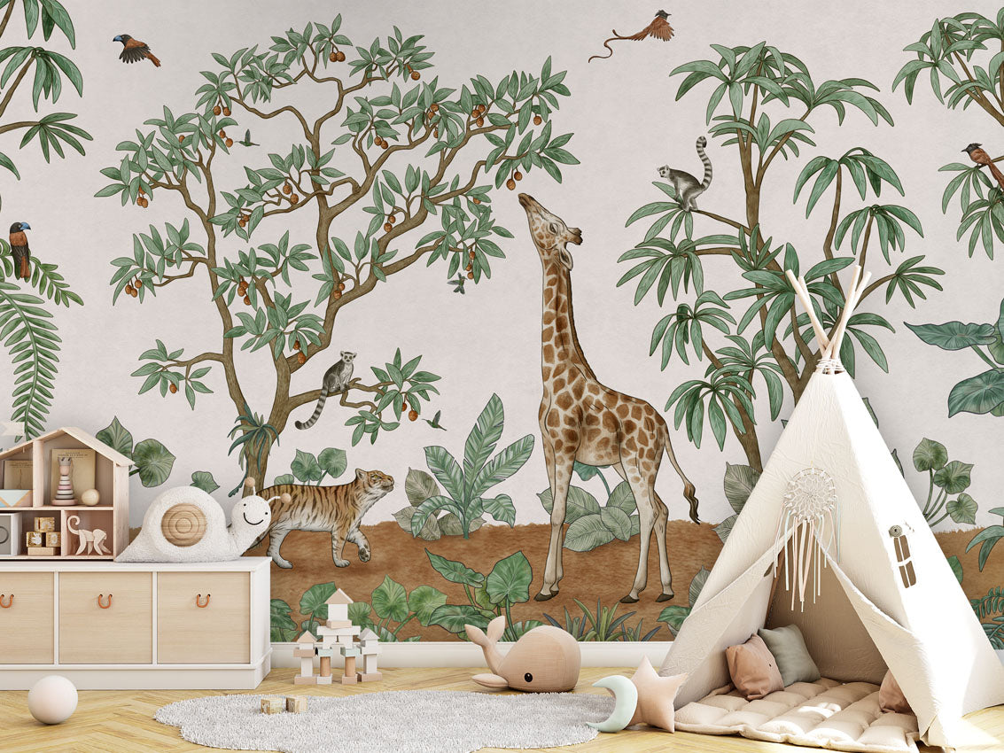 Animals in the Jungle Safari Wallpaper Mural