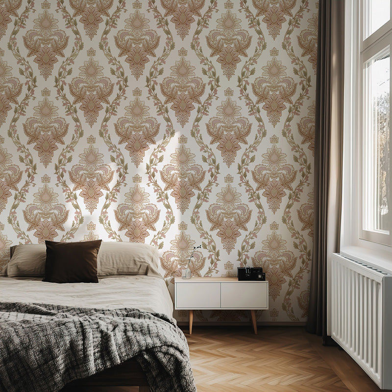 Ornate Botanical Damask Wallpaper