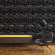 Midnight Brick Loft – Brick Wallpaper in Charcoal Black