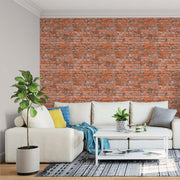 Weathered Red Brick Wall – Brick Wallpaper in Aged Terracotta