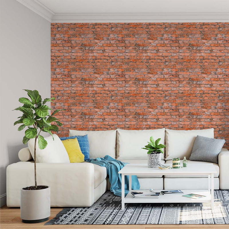 Weathered Red Brick Wall – Brick Wallpaper in Aged Terracotta