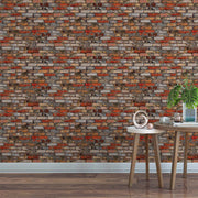 Wallpaper with brick wallpaper in a room with wooden floor and furniture.