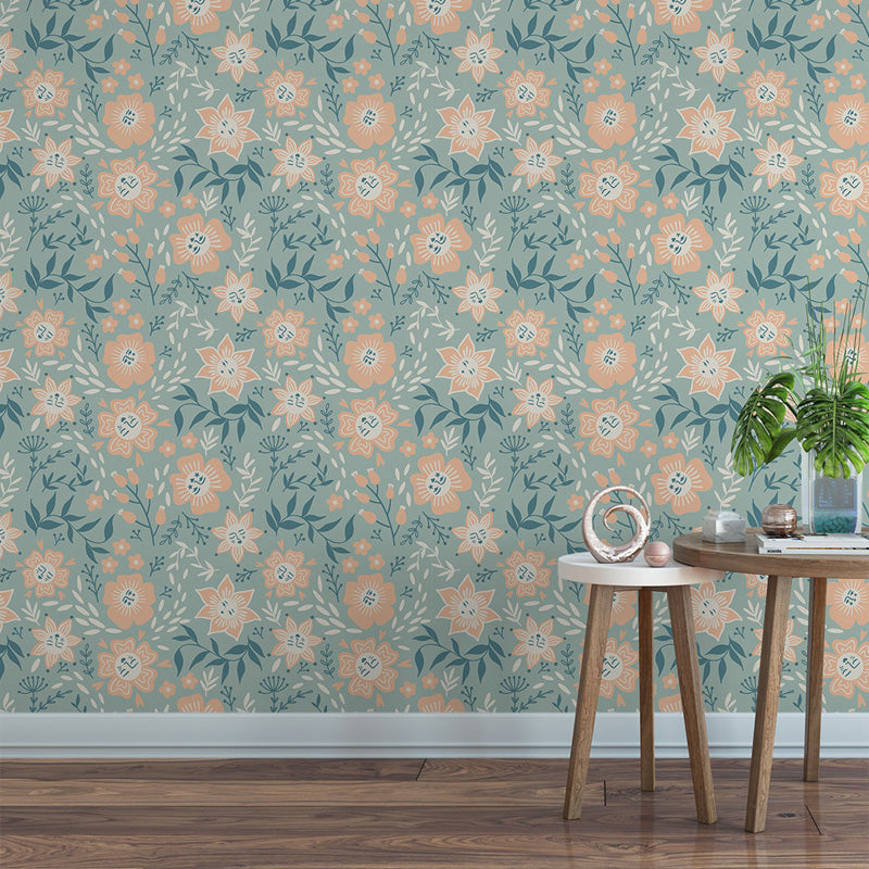Celestial Bloom – Whimsical Floral Wallpaper in Soft Pastels
