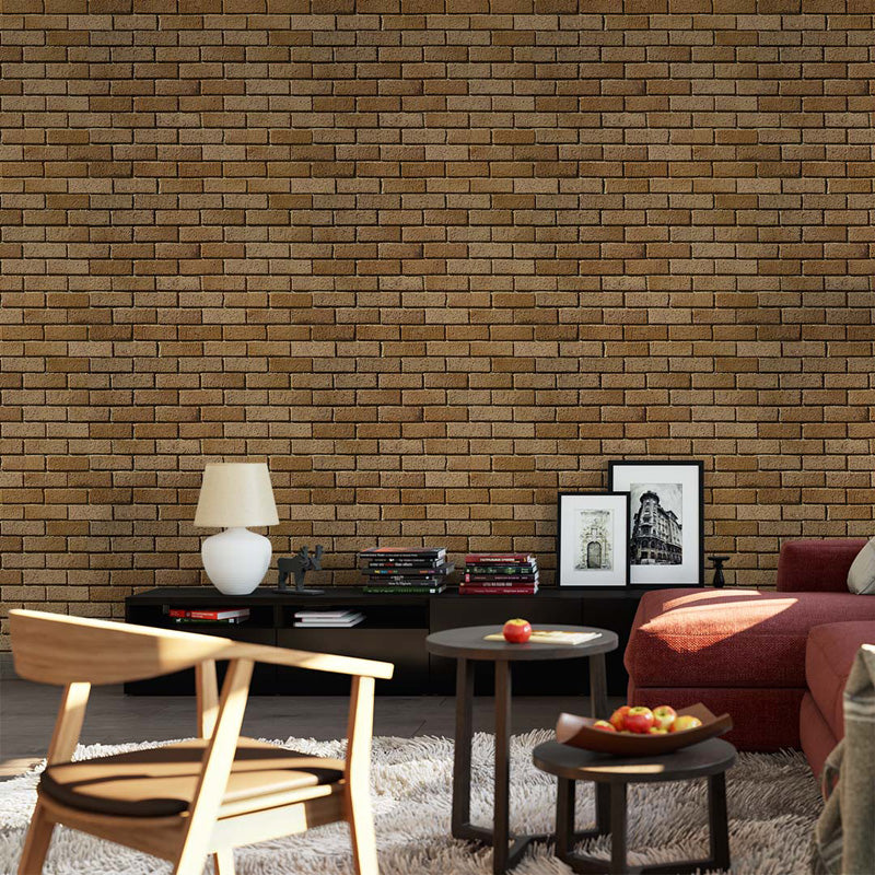 Urban Sandstone Brick – Brick Wallpaper in Warm Ochre