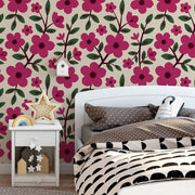 Rosewood Bloom Floral Wallpaper – Folk Botanical Design