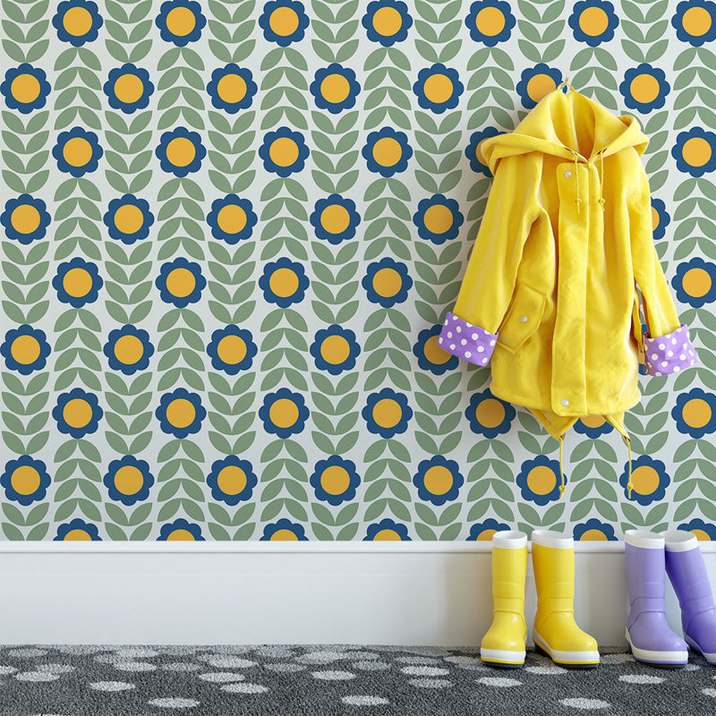 Blue Meadow – Scandinavian Floral Wallpaper