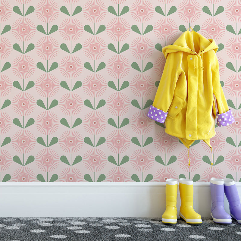 Radiant Petal – Soft Retro Floral Wallpaper