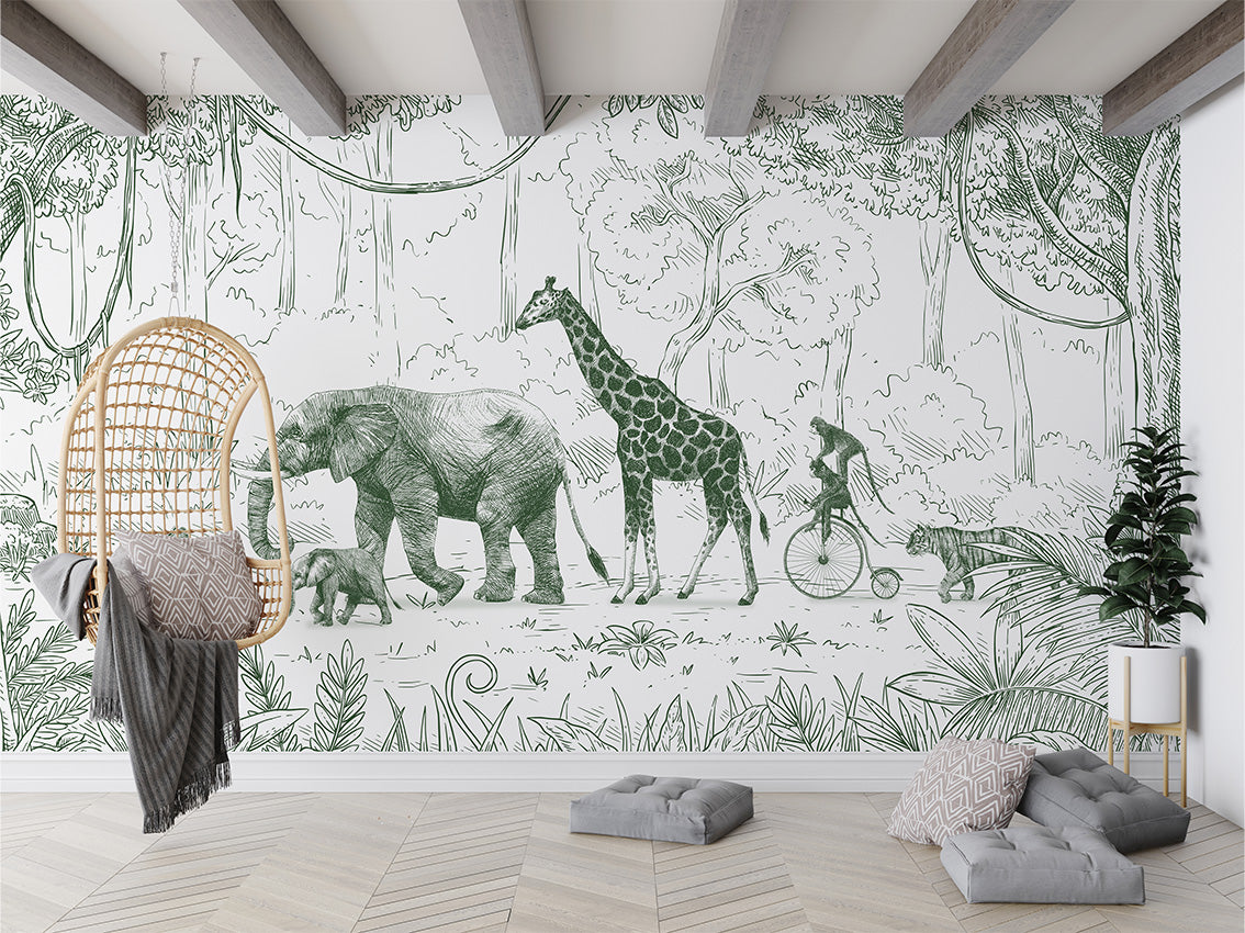 Animal Parade Jungle Wallpaper Mural