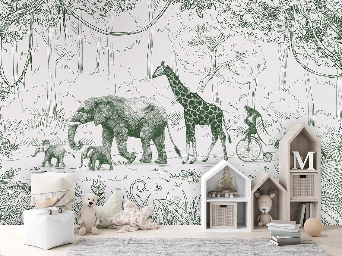 Animal Parade Jungle Wallpaper Mural