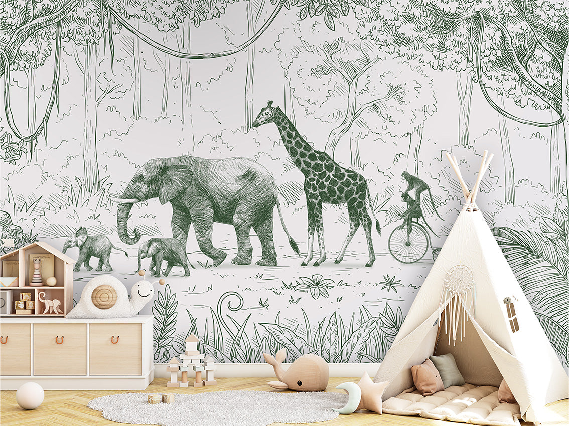Animal Parade Jungle Wallpaper Mural