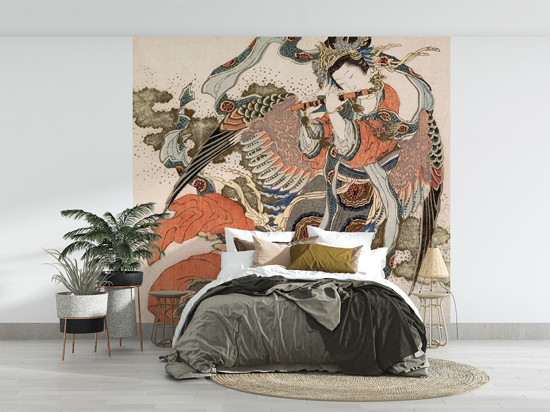 Asian Angel Japanese Chinoiserie Wallpaper Mural