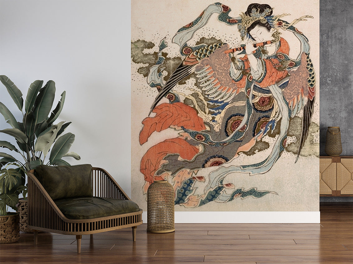 Asian Angel Japanese Chinoiserie Wallpaper Mural