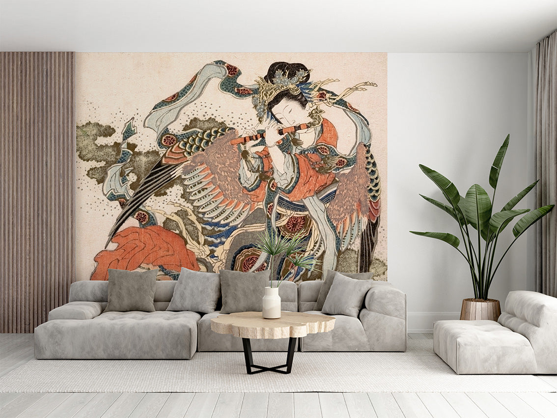 Asian Angel Japanese Chinoiserie Wallpaper Mural