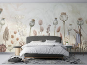 Autumn Flowers Neutral Botanical Wallpaper Mural