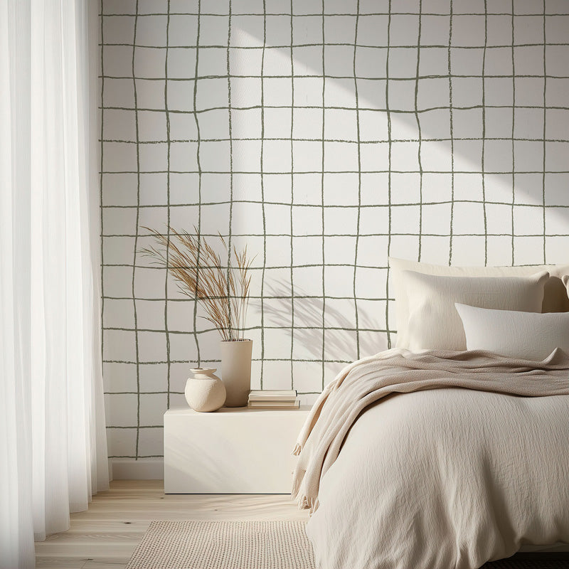 Hand-Drawn Grid – Wallpaper in Contemporary Neutrals
