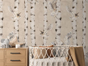 Birch and Owls Wallpaper