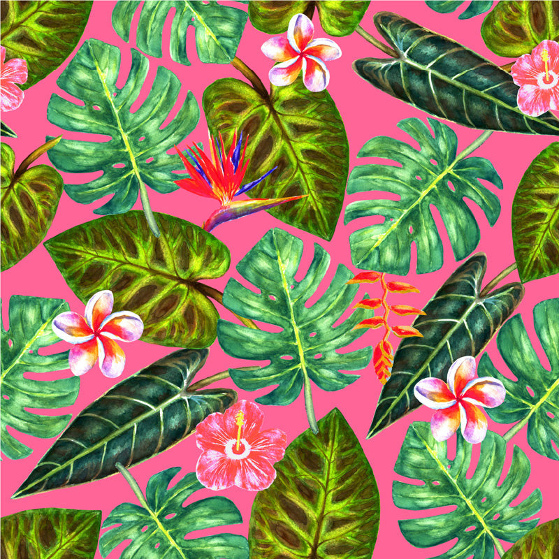 Tropical Pink Paradise – Botanical Wallpaper in Green & Hot Pink