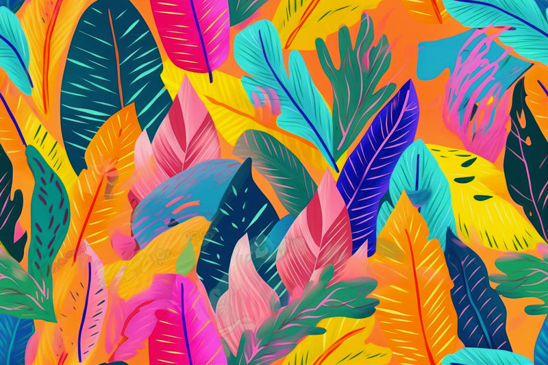 Sunburst Botanica – Tropical Leaf Wallpaper in Vibrant Colours