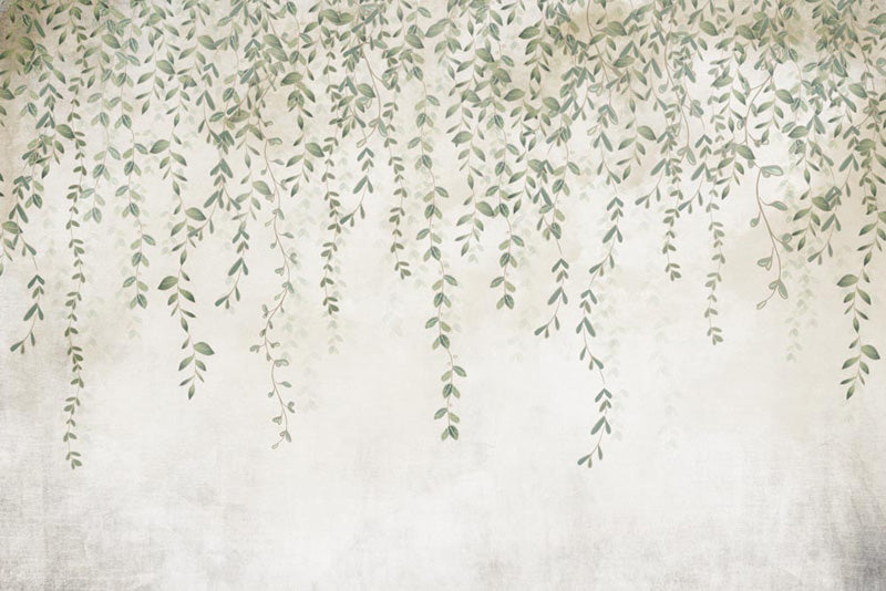 Vine pattern on a textured beige wallpaper