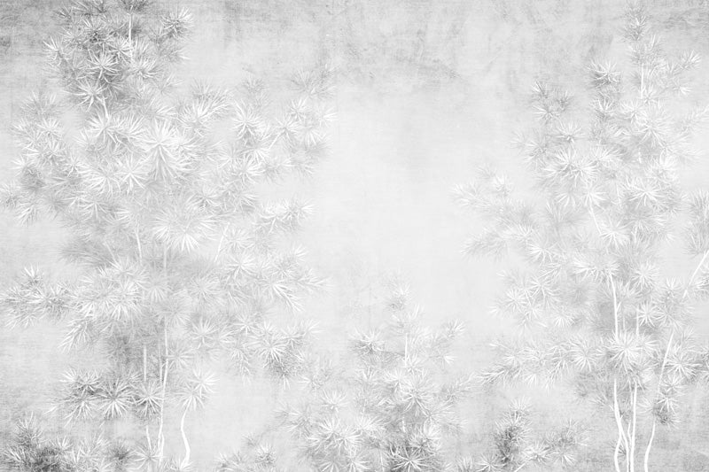 Soft Palm Mist – Botanical Mural in Light Gray