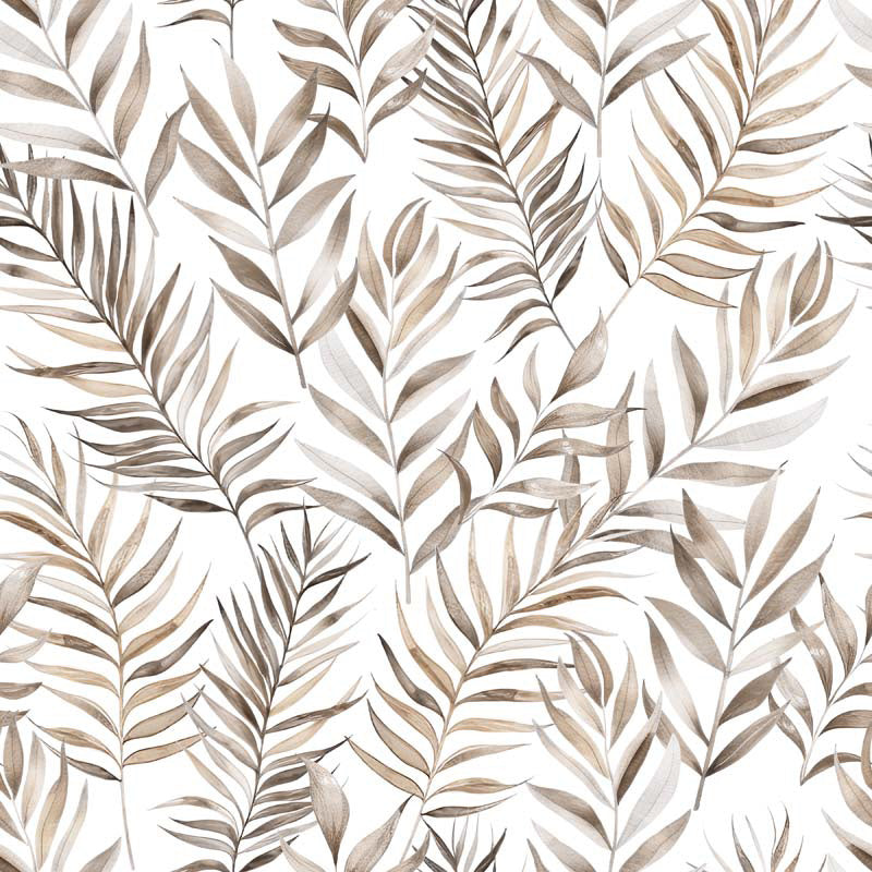 Wallpaper design of brown leaves on a white background