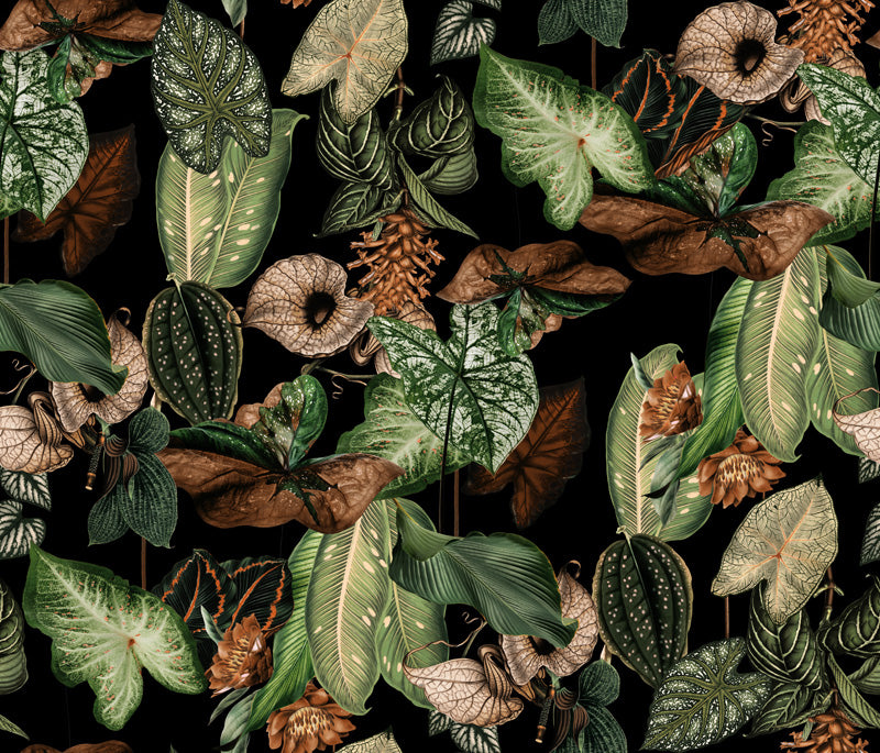 Verdant Noir Botanical Wallpaper