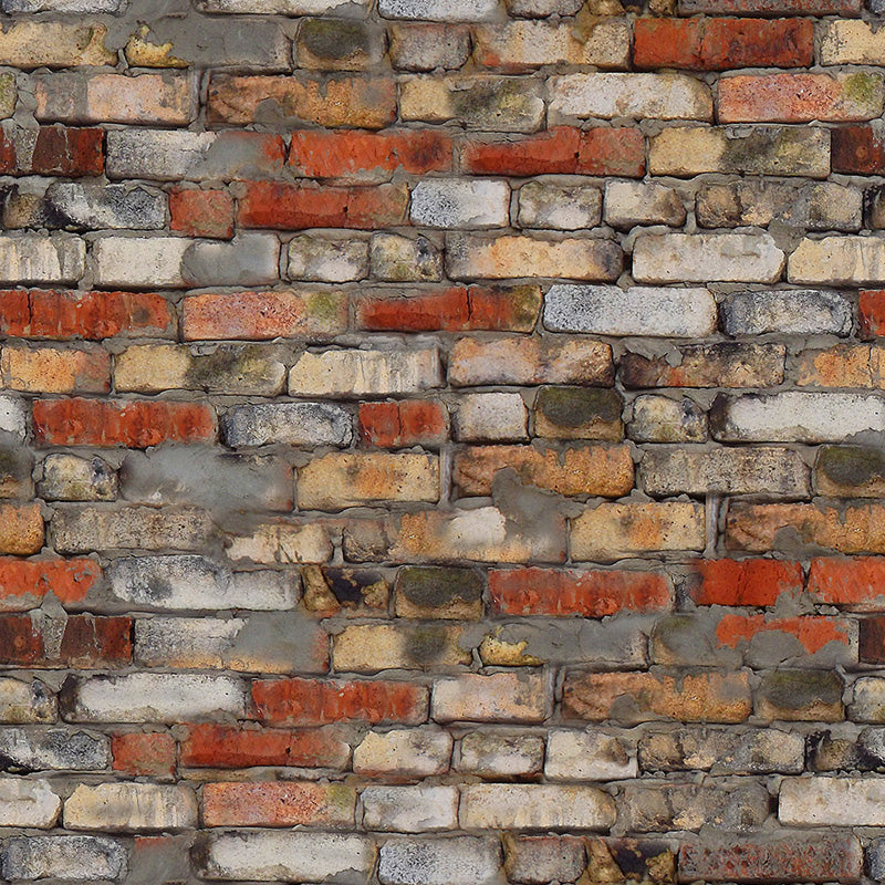 Multicolored wallpaper bricks in various shades.