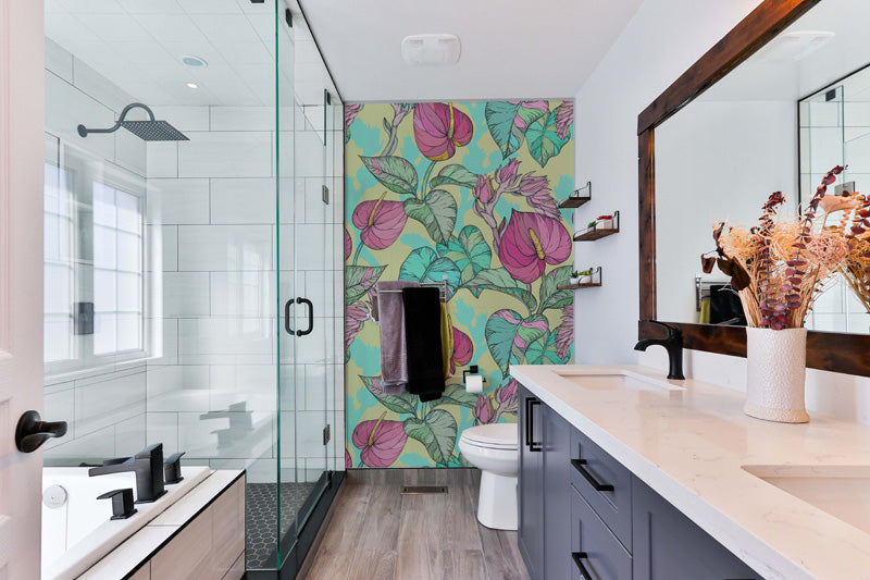 Pink Anthurium Botanical Wallpaper