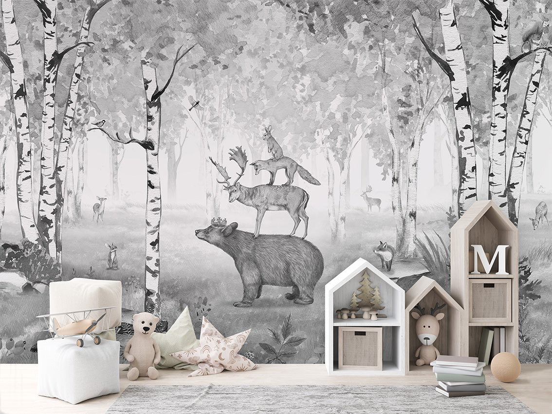 Bear King Woodland Wallpaper Mural
