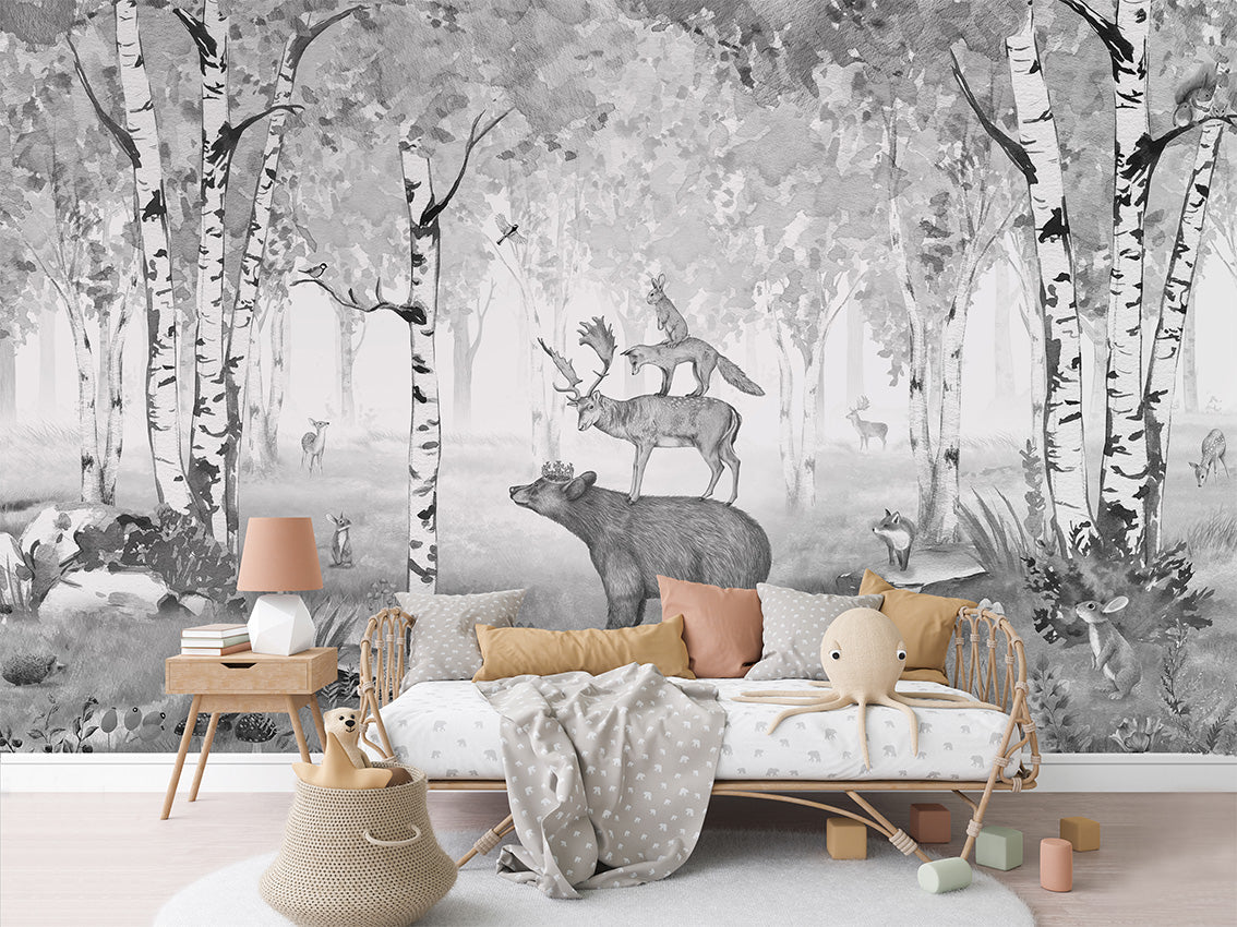 Bear King Woodland Wallpaper Mural