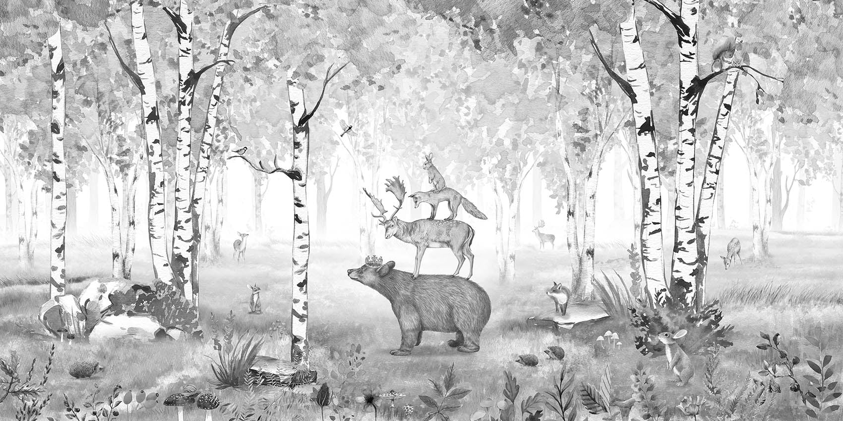 Bear King Woodland Wallpaper Mural